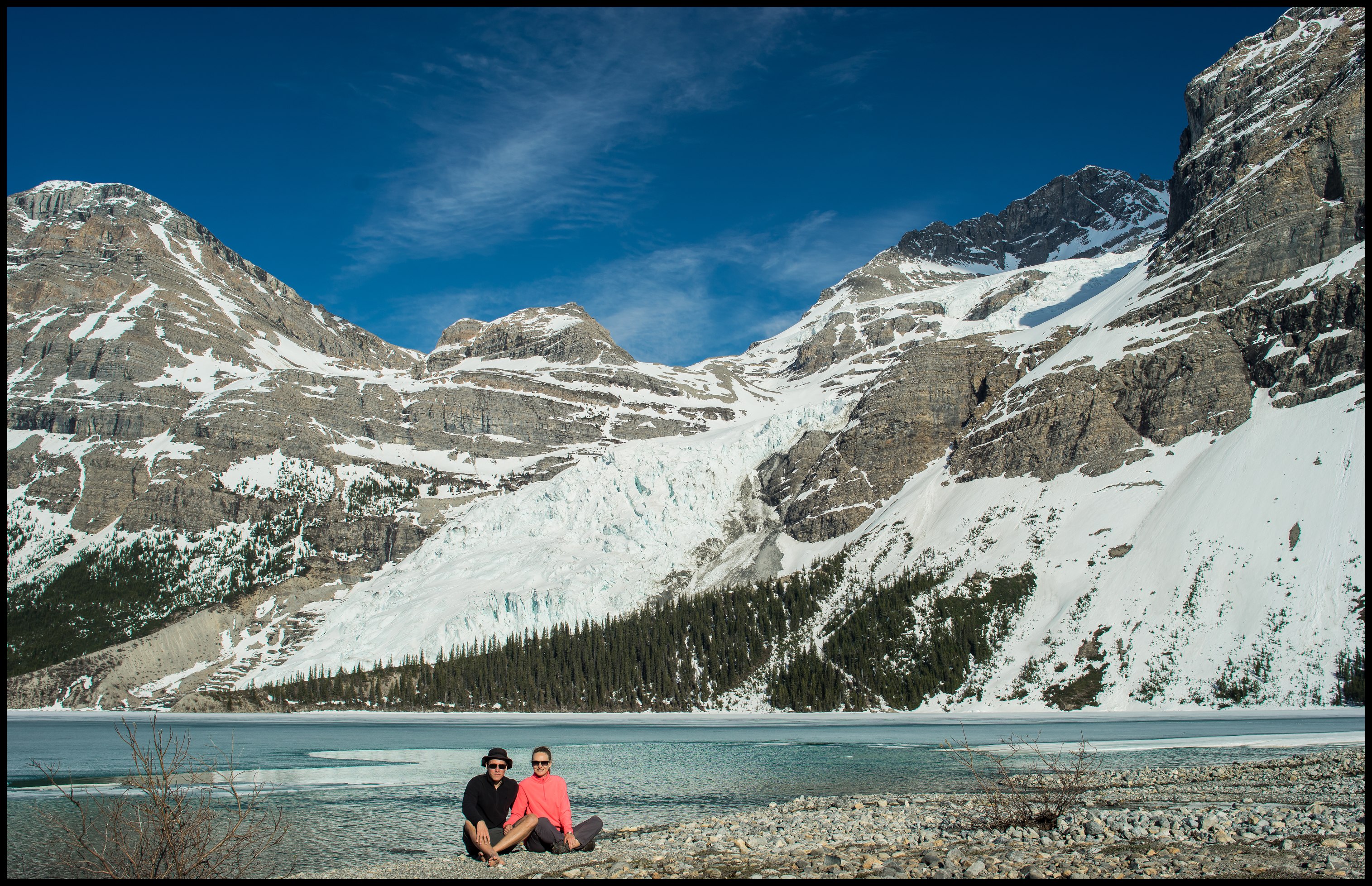 Catching the afternoon sun at Berg Lake / Berg lake pebble beach at Marmot campsite Sony A7 / Canon FD Tilt Shift 35 2.8