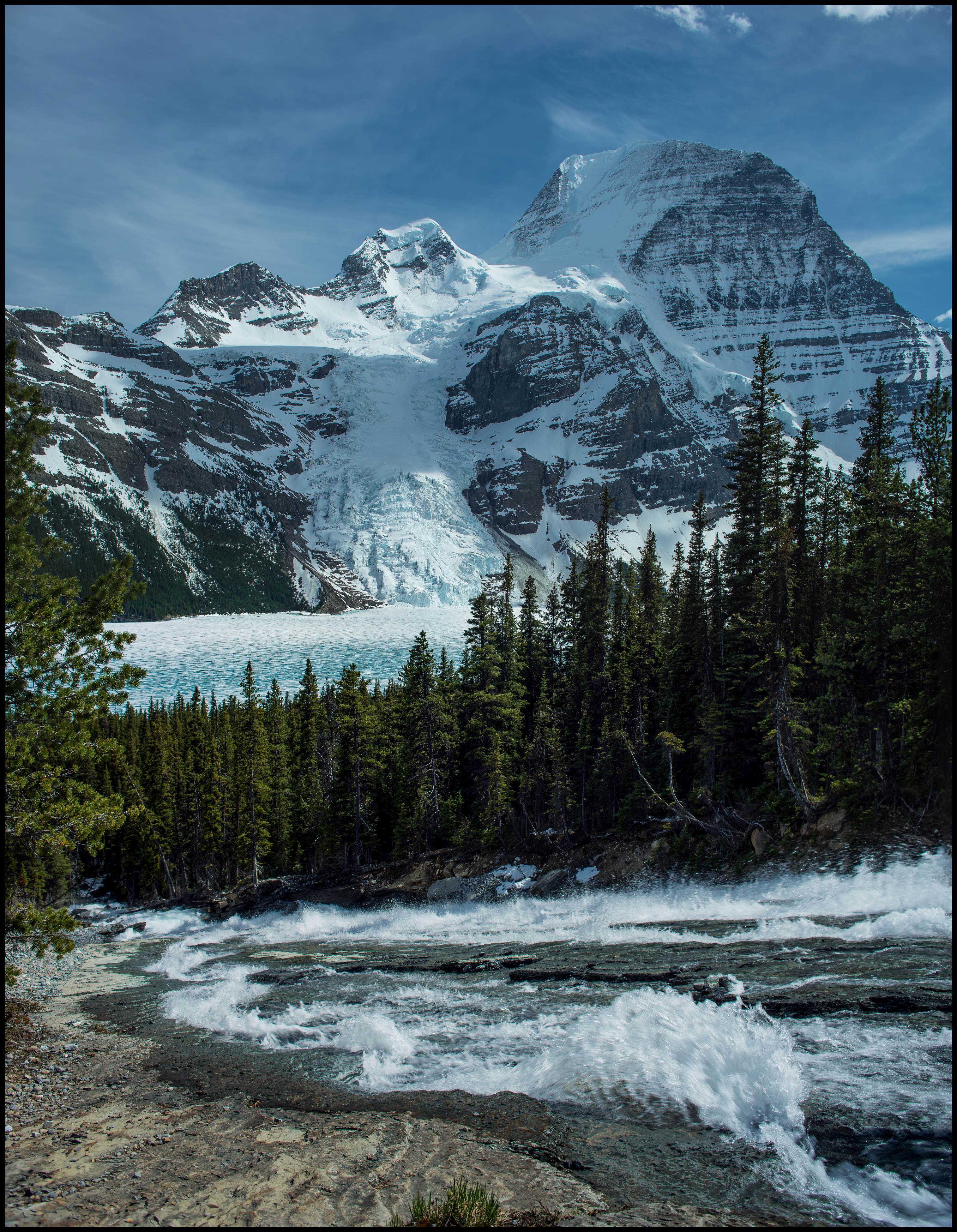 View from halfway up at Toboggan Falls, Berg Lake Sony A7 / Canon FD Tilt Shift 35 2.8