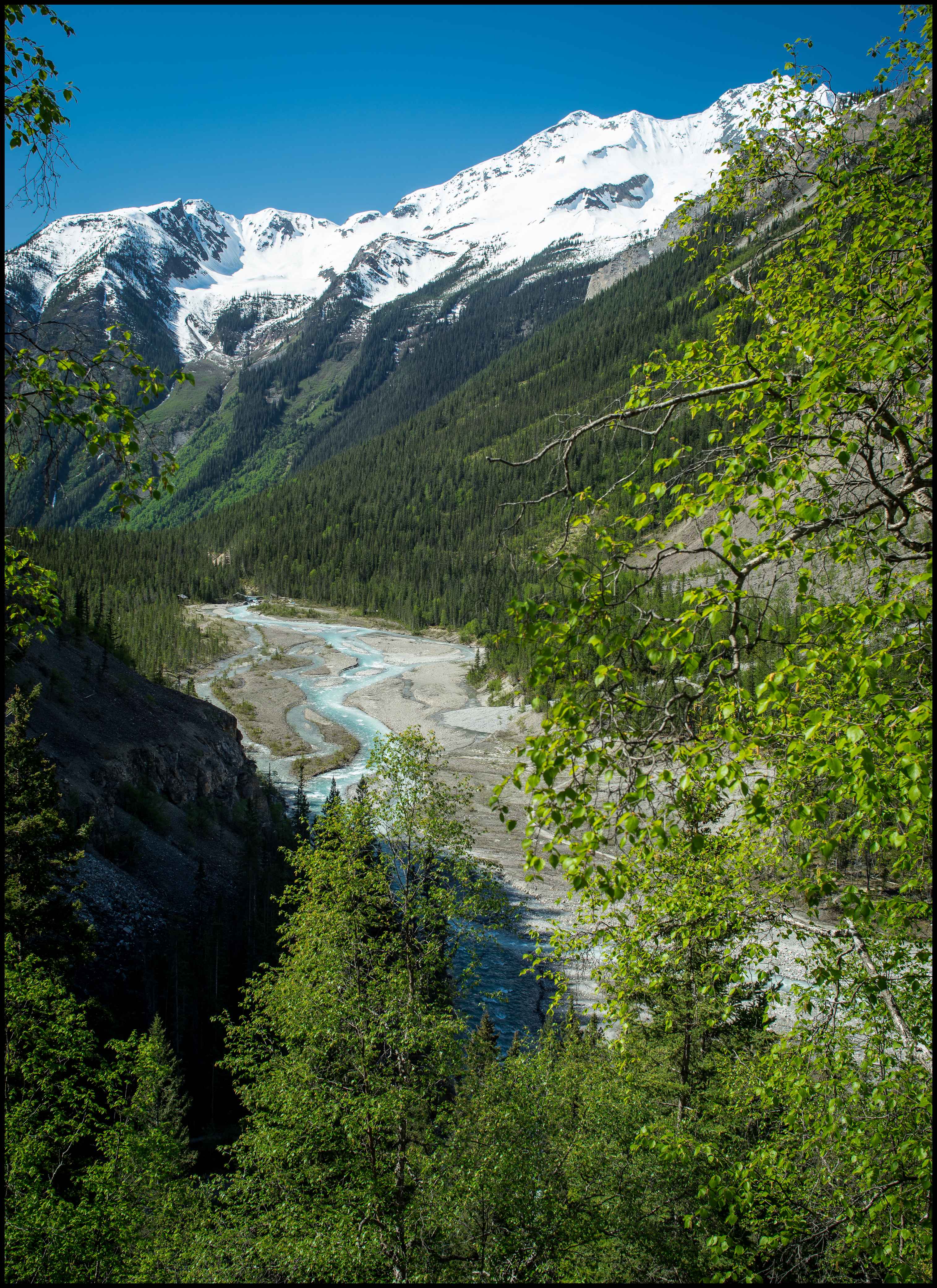 Berg Lake view into the Valley of 1000 waterfalls Sony A7 / Canon FD Tilt Shift 35 2.8