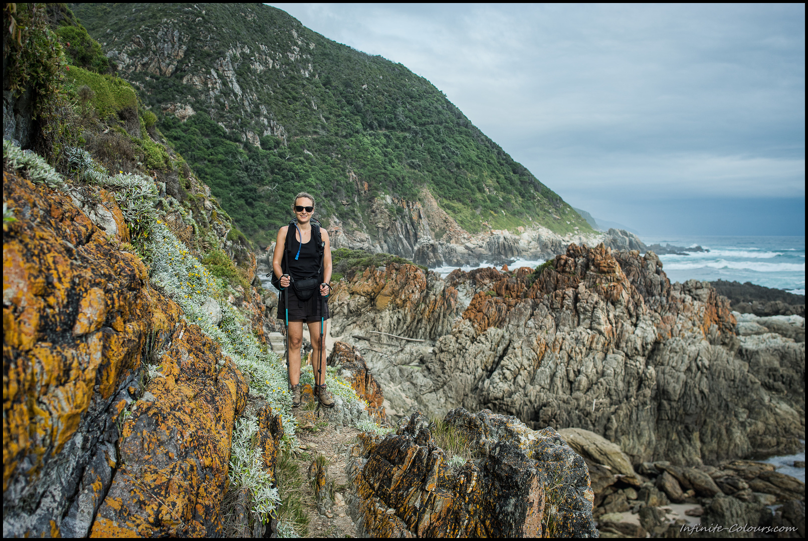 Being happy on a rough trail after having crossed a rough Bloukrans