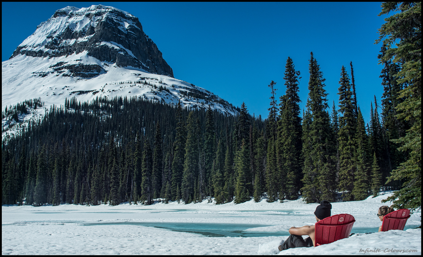 Red chair view, Yoho Lake Winter Camping