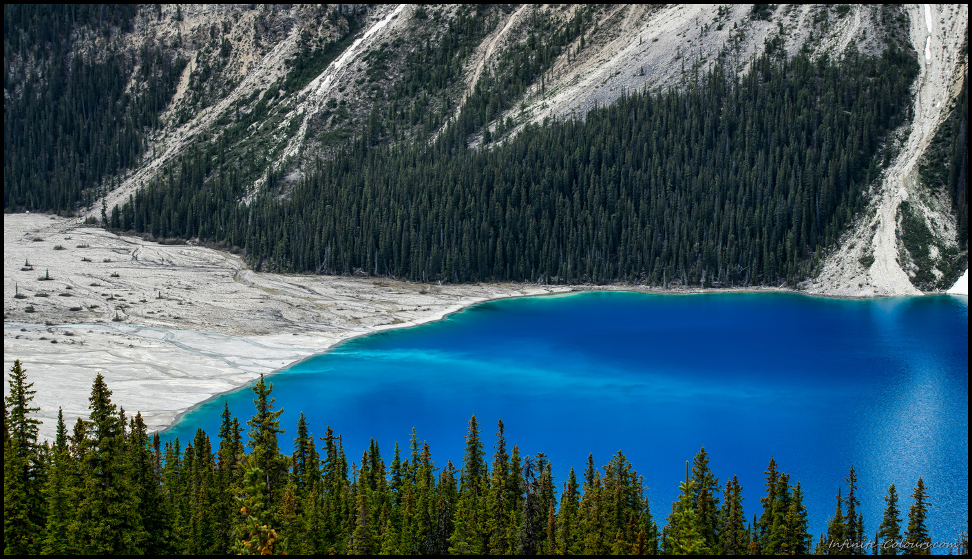 Amazing, almost unnatural blue colour of Peyto Lake Sony A7 Canon FD 80-200 L