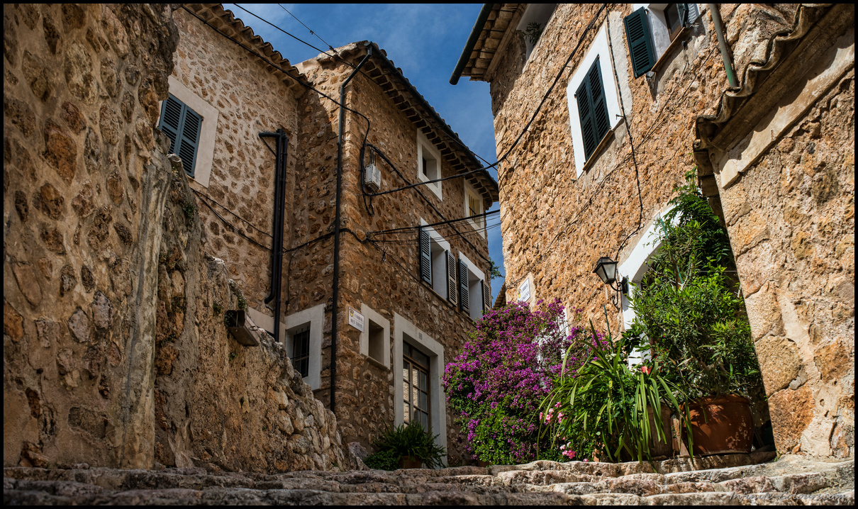 Fornalutx village is built of stone and red roof tiles