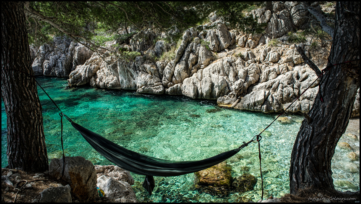 Cala Murta beach hammock, Formentor, Mallorca