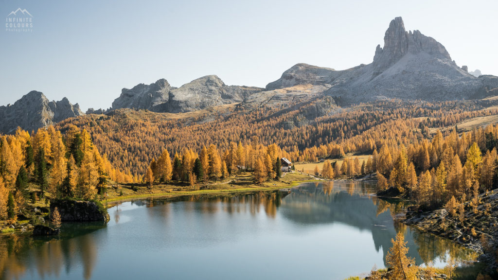 Lago Federa landscape photography sunset golden larches magic light mountains rifugio croda da lago becco di mezzodi