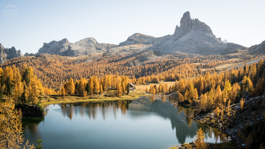 Lago Federa landscape photography sunset golden larches magic light mountains rifugio croda da lago becco di mezzodi