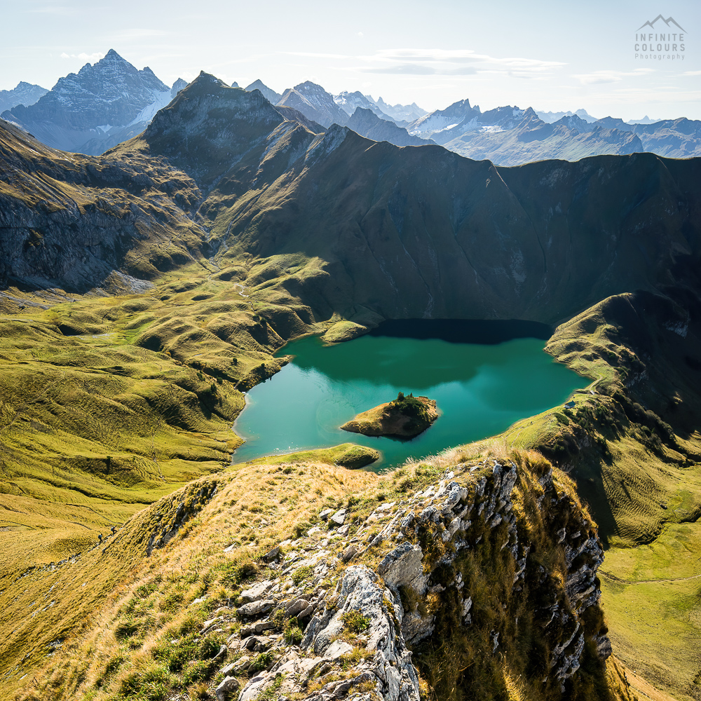 Schrecksee Sonnenuntergang Oktober goldener Herbst Allgäu Oberstdorf Hinterstein Landschaftsfotografie Hochvogel Knappenkopf Rauhorn Wanderung