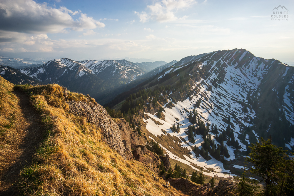 Stuiben Frühling Sonnenuntergang Immenstadt Wanderung Allgäu Landschaftsfotografie blauer Enzian Allgäuer Alpen Sederer Stuiben Buralpkopf Wanderung Nagelfluh Nagelfluhkette Girenkopf Heidenkopf Siplinger Kopf Siplingerkopf