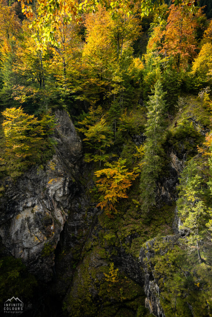Herbst im Hintersteiner Tal über der Ostrach bei der Eisenbreche Herbstfarben Landschaftsfotografie Hintersteiner Tal Herbstlandschaft Alpen Deutschland
