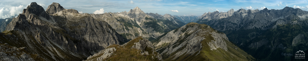 Karlespitze Kanzberg Lechtal Landschaftsfotografie Allgäu Wanderung Hochvogel Höllhorn Urbeleskarspitze Allgäu Grenzgänger Tirol Panorama