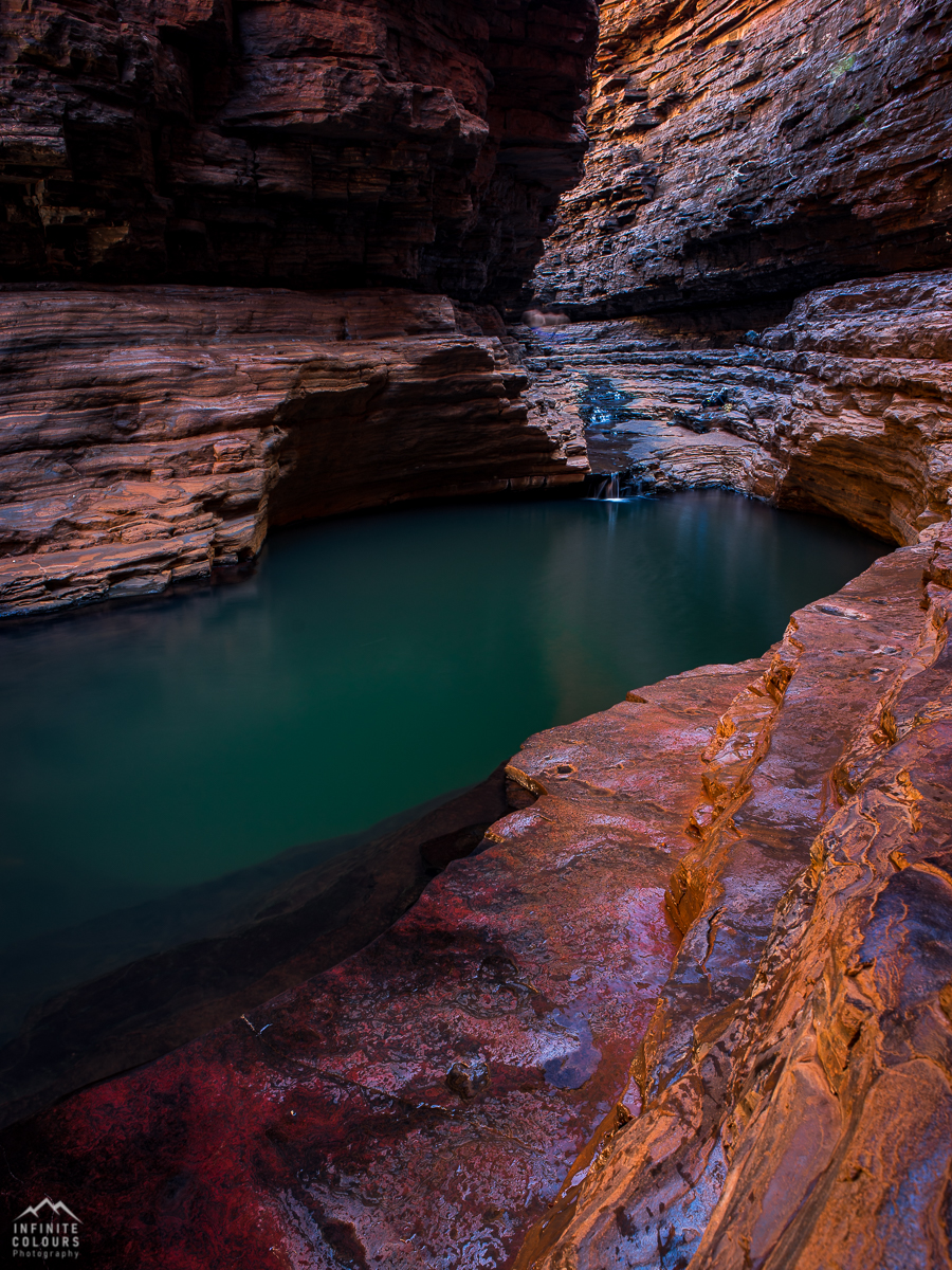 Hancock Gorge Landscape Photography Kermits Pool waterhole canyon Western Australia amazing colours outback