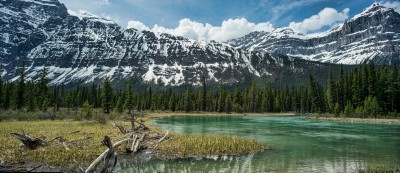 Mistaya River bend Icefields Parkway, Banff, Alberta, Canada