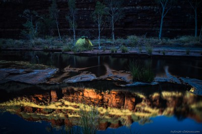 Dales Gorge bivouac reflections Karijini National Park, Western Australia