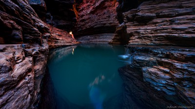 Sony A7 Olympus OM 24 2.8 panoramaSurreal Kermit's poolHancock Gorge, Karijini pools photography landscape fotografie