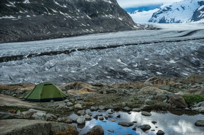 Jungfrau-Aletsch, Wallis, Switzerland Aletsch Gletscher campsite