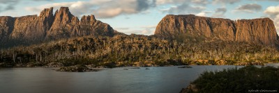 The last light of the day illuminates the impressive walls of Mount Geryon and the Acropolis at Lake Elysia